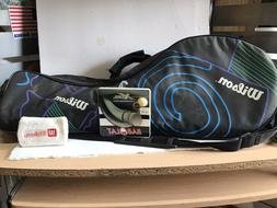 Wilson 6 Pack Tennis Racket Bag Black With String And Wrist 